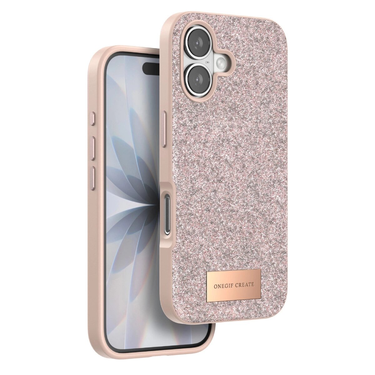 Onegif Apple İphone 17 Bright Simli Kapak - Pembe Onegif Apple İphone 17 Bright Simli Kapak - Pembe