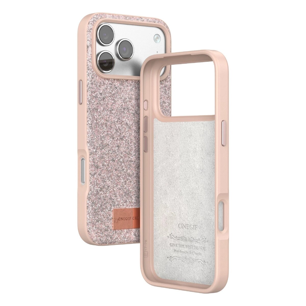Onegif Apple İphone 17 Pro Bright Simli Kapak - Pembe