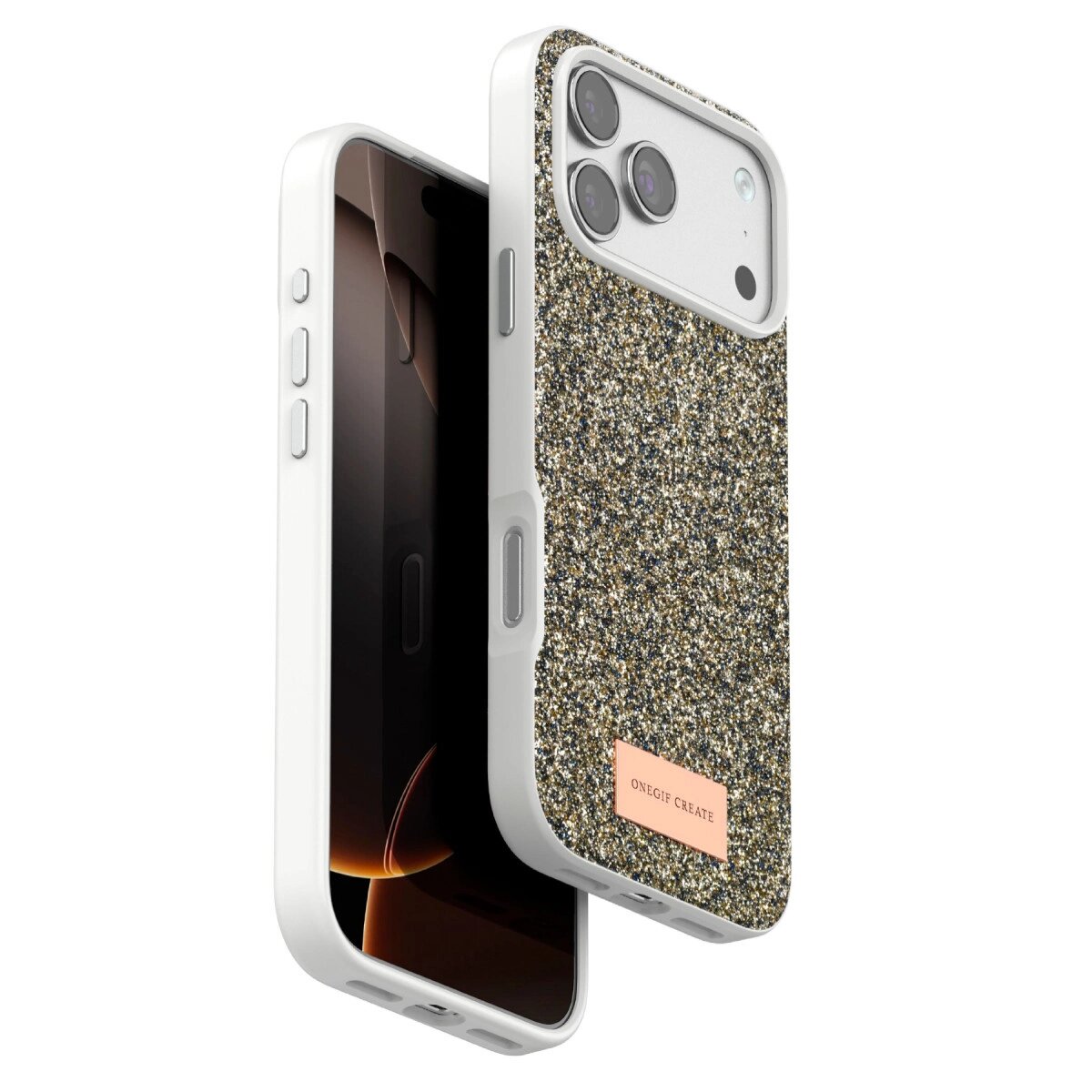 Onegif Apple İphone 17 Pro Max Bright Simli Kapak - Çöl Titanyum Onegif Apple İphone 17 Pro Max Bright Simli Kapak - Çöl Titanyum