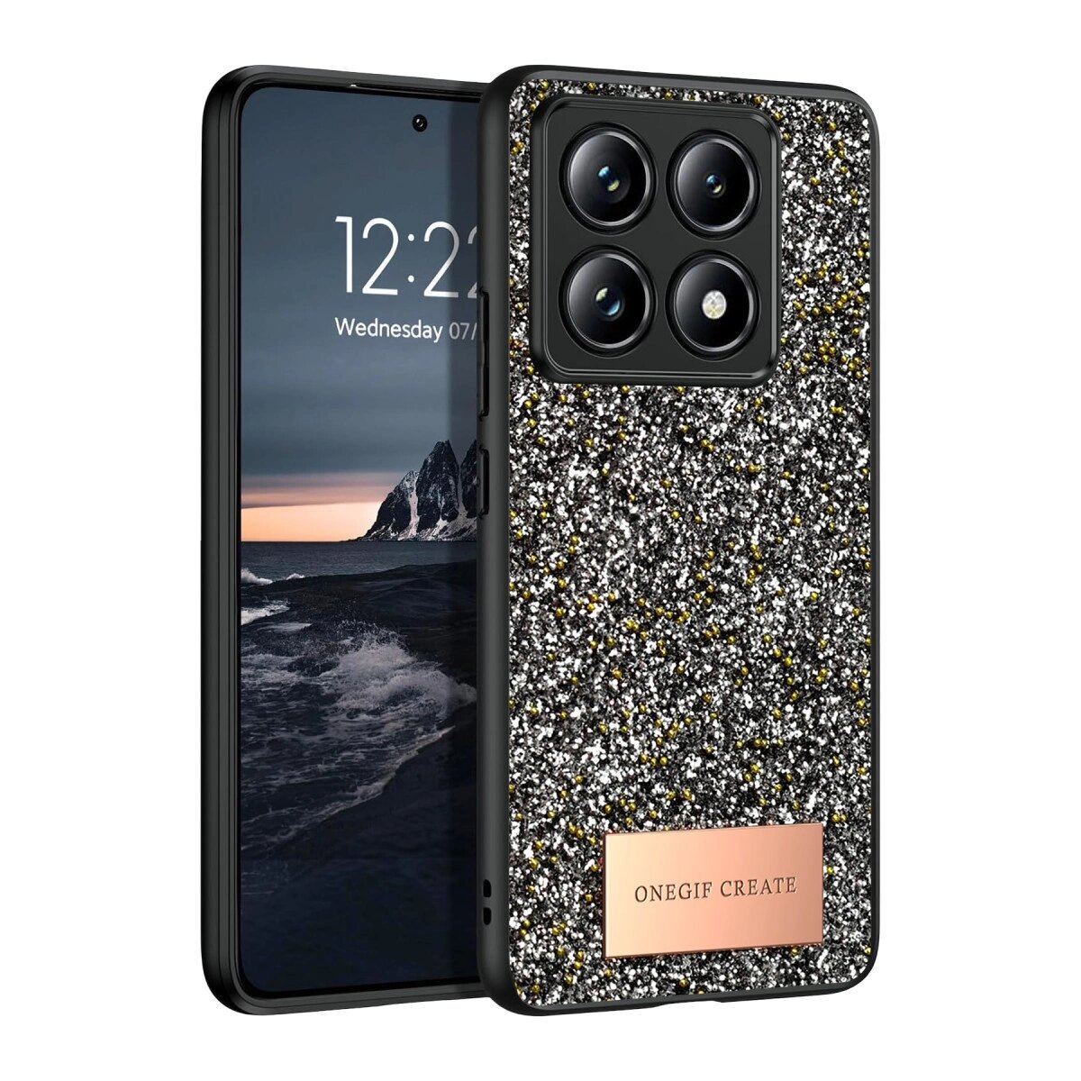 Onegif Xiaomi Mi 14t Pro Bright Simli Kapak - Gümüş