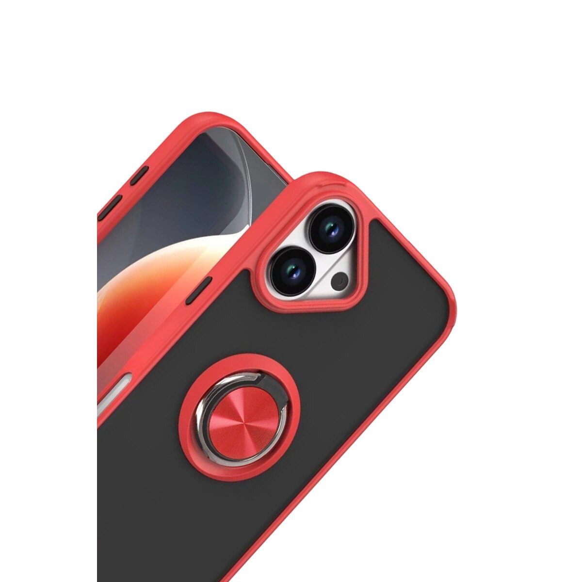 Apple İphone 17 Montreal Yüzüklü Silikon Kapak - Kırmızı Apple İphone 17 Montreal Yüzüklü Silikon Kapak - Kırmızı