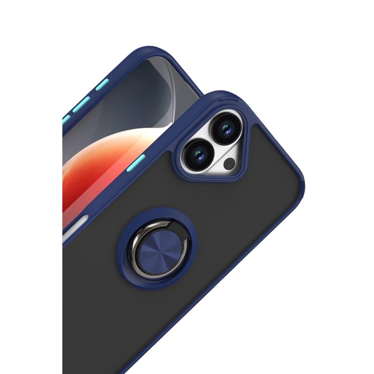 Apple İphone 17 Montreal Yüzüklü Silikon Kapak - Lacivert Apple İphone 17 Montreal Yüzüklü Silikon Kapak - Lacivert