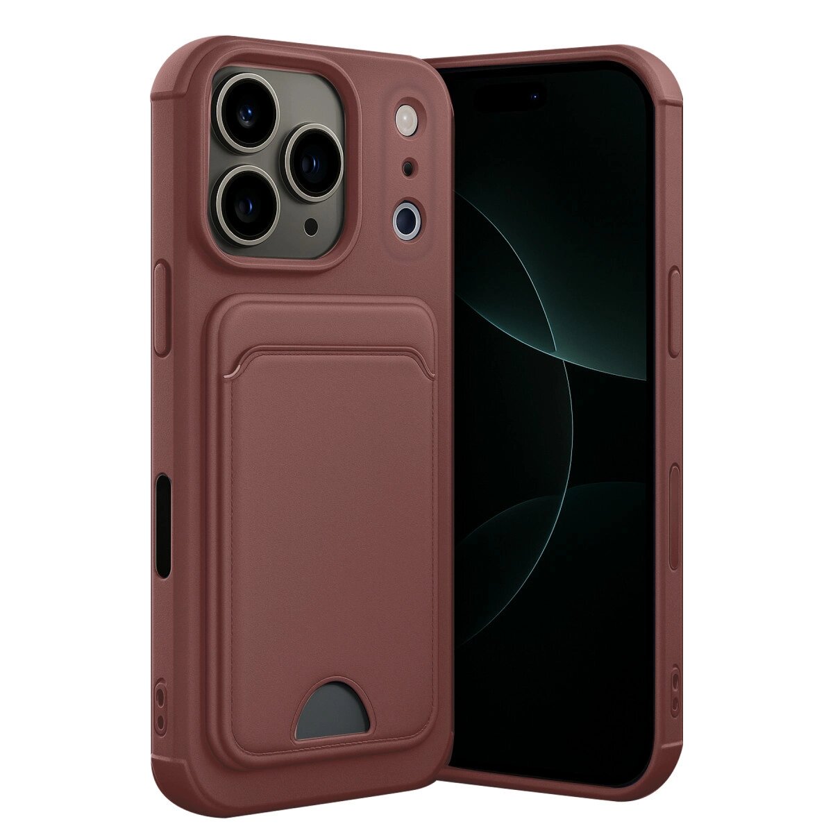 Apple İphone 17 Pro Kelvin Kartvizitli Silikon - Bordo Apple İphone 17 Pro Kelvin Kartvizitli Silikon - Bordo
