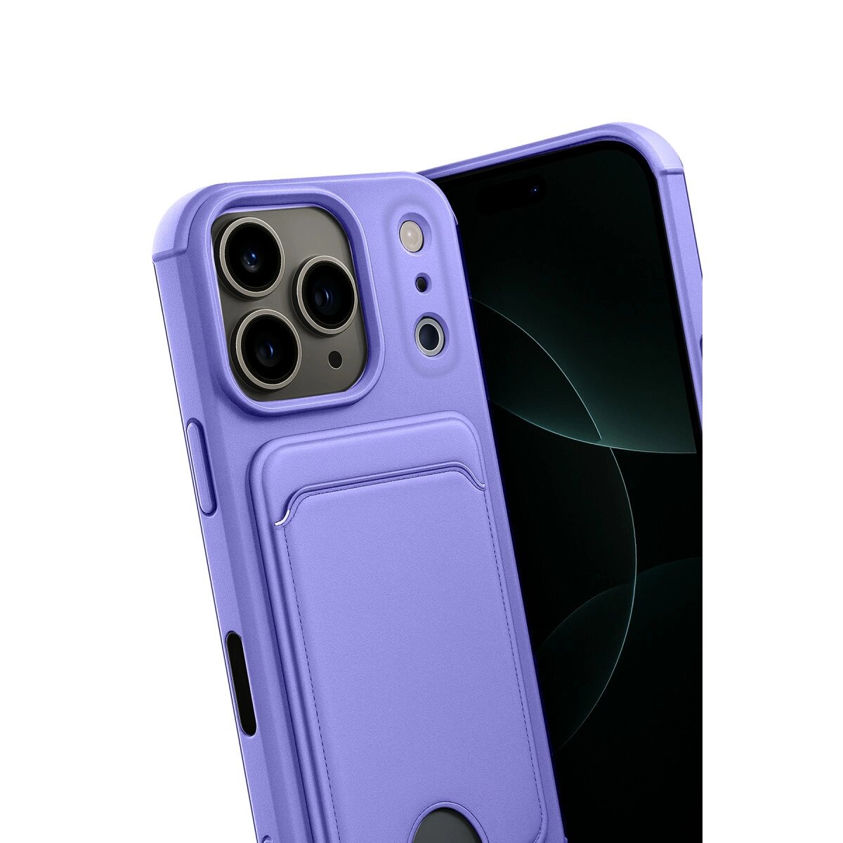 Apple İphone 17 Pro Max Kelvin Kartvizitli Silikon - Lila Apple İphone 17 Pro Max Kelvin Kartvizitli Silikon - Lila