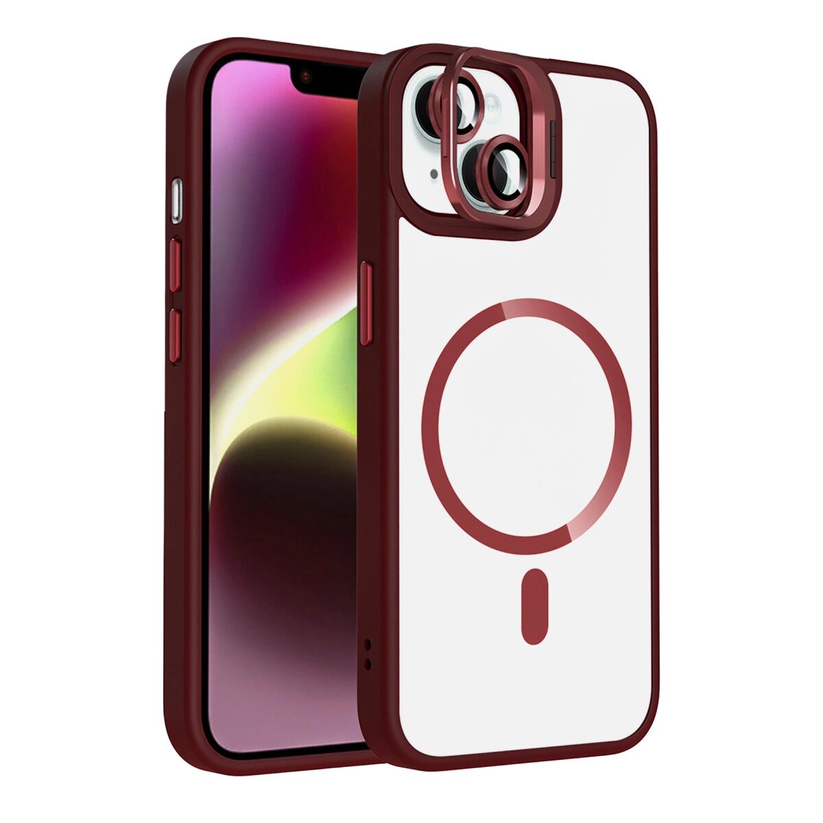 Joko Apple İphone 15 Plus Remim Lensli Magsafe Standlı Kapak - Bordo Joko Apple İphone 15 Plus Remim Lensli Magsafe Standlı Kapak - Bordo