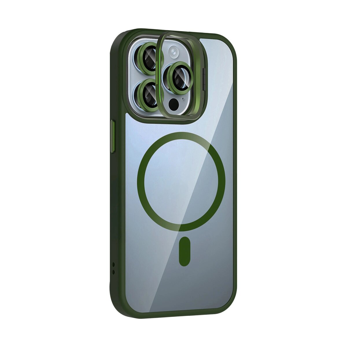Joko Apple İphone 15 Pro Max Remim Lensli Magsafe Standlı Kapak - Koyu Yeşil Joko Apple İphone 15 Pro Max Remim Lensli Magsafe Standlı Kapak - Koyu Yeşil