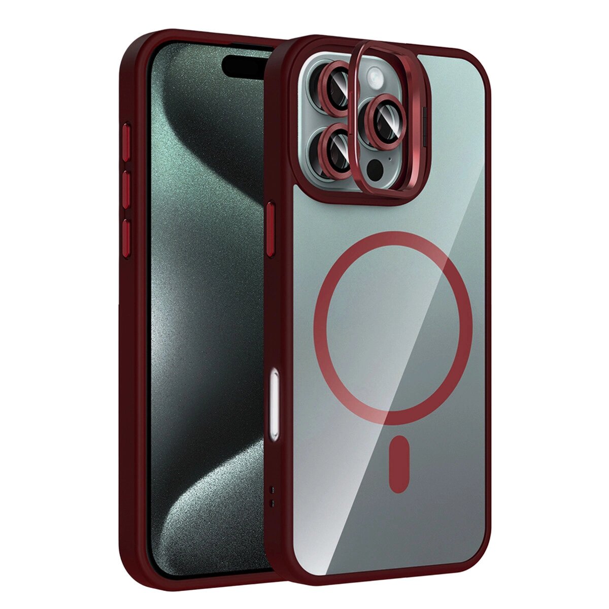 Joko Apple İphone 16 Pro Max Remim Lensli Magsafe Standlı Kapak - Bordo Joko Apple İphone 16 Pro Max Remim Lensli Magsafe Standlı Kapak - Bordo