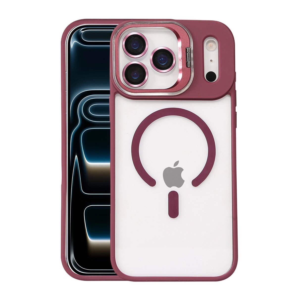 Joko Apple İphone 17 Pro Remim Lensli Magsafe Standlı Kapak - Bordo