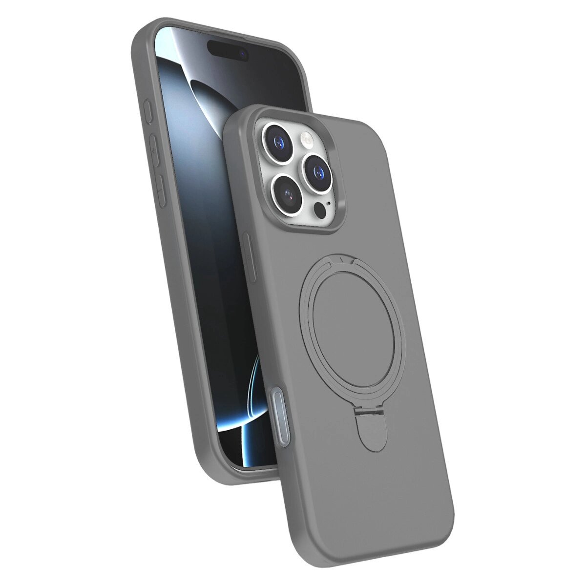 Apple İphone 16 Pro Regal Magsafe Standlı Kapak - Titan Gri Apple İphone 16 Pro Regal Magsafe Standlı Kapak - Titan Gri
