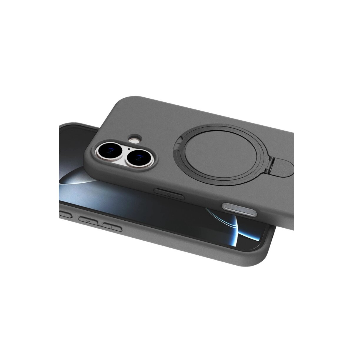 Apple İphone 16 Plus Regal Magsafe Standlı Kapak - Titan Gri Apple İphone 16 Plus Regal Magsafe Standlı Kapak - Titan Gri