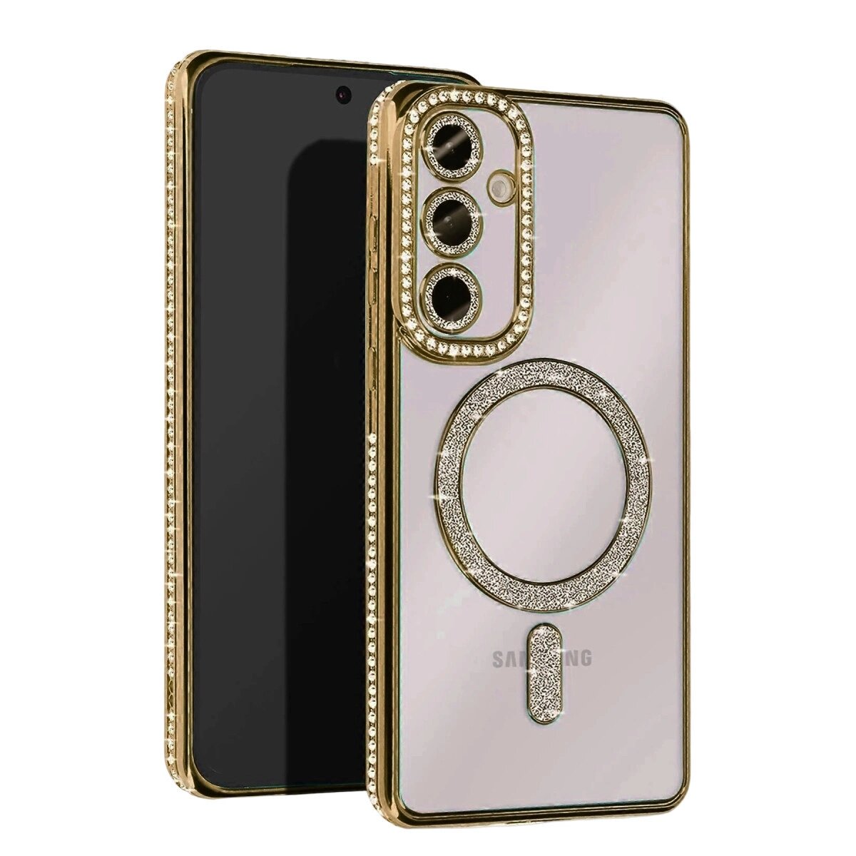 Samsung Galaxy A55 5g Joke Simli Magneticsafe Kılıf - Gold Samsung Galaxy A55 5g Joke Simli Magneticsafe Kılıf - Gold