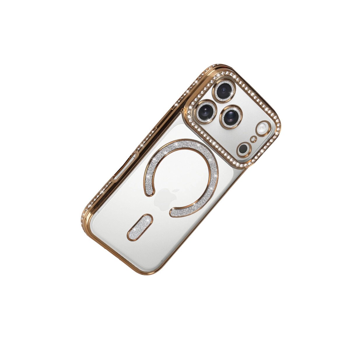 Apple İphone 17 Pro Max Joke Simli Magneticsafe Kılıf - Gold