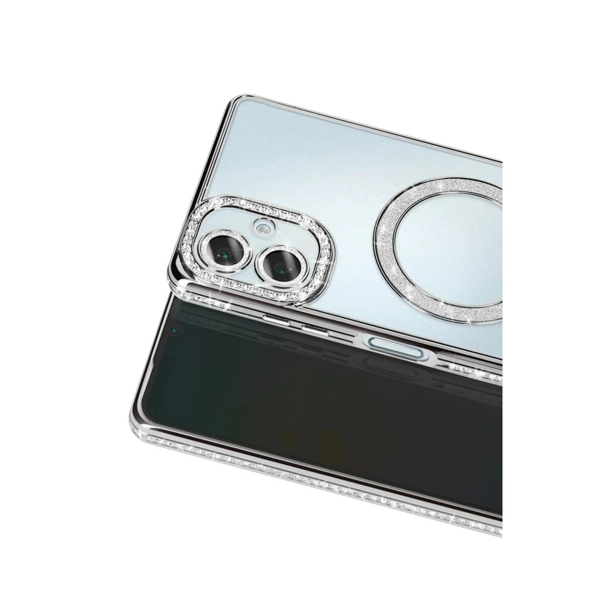 Samsung Galaxy A07 4g Joke Simli Magneticsafe Kılıf - Gümüş Samsung Galaxy A07 4g Joke Simli Magneticsafe Kılıf - Gümüş