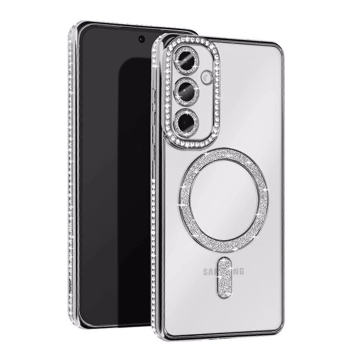 Samsung Galaxy A17 5g Joke Simli Magneticsafe Kılıf - Gümüş Samsung Galaxy A17 5g Joke Simli Magneticsafe Kılıf - Gümüş