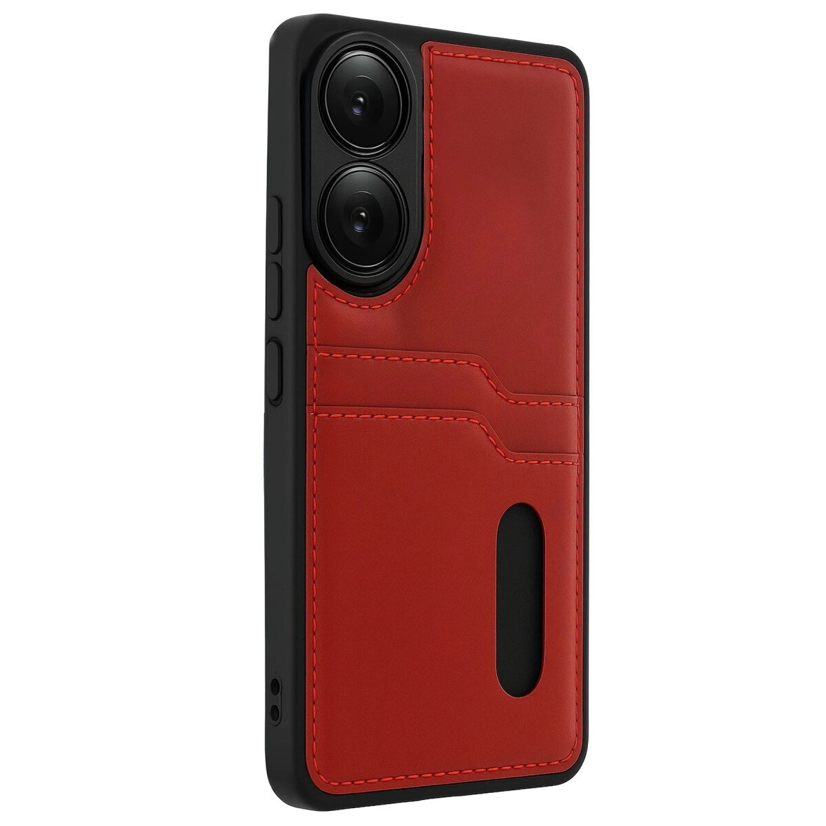 Oppo A38 Sara Kartvizitli Deri Kılıf - Kırmızı Oppo A38 Sara Kartvizitli Deri Kılıf - Kırmızı