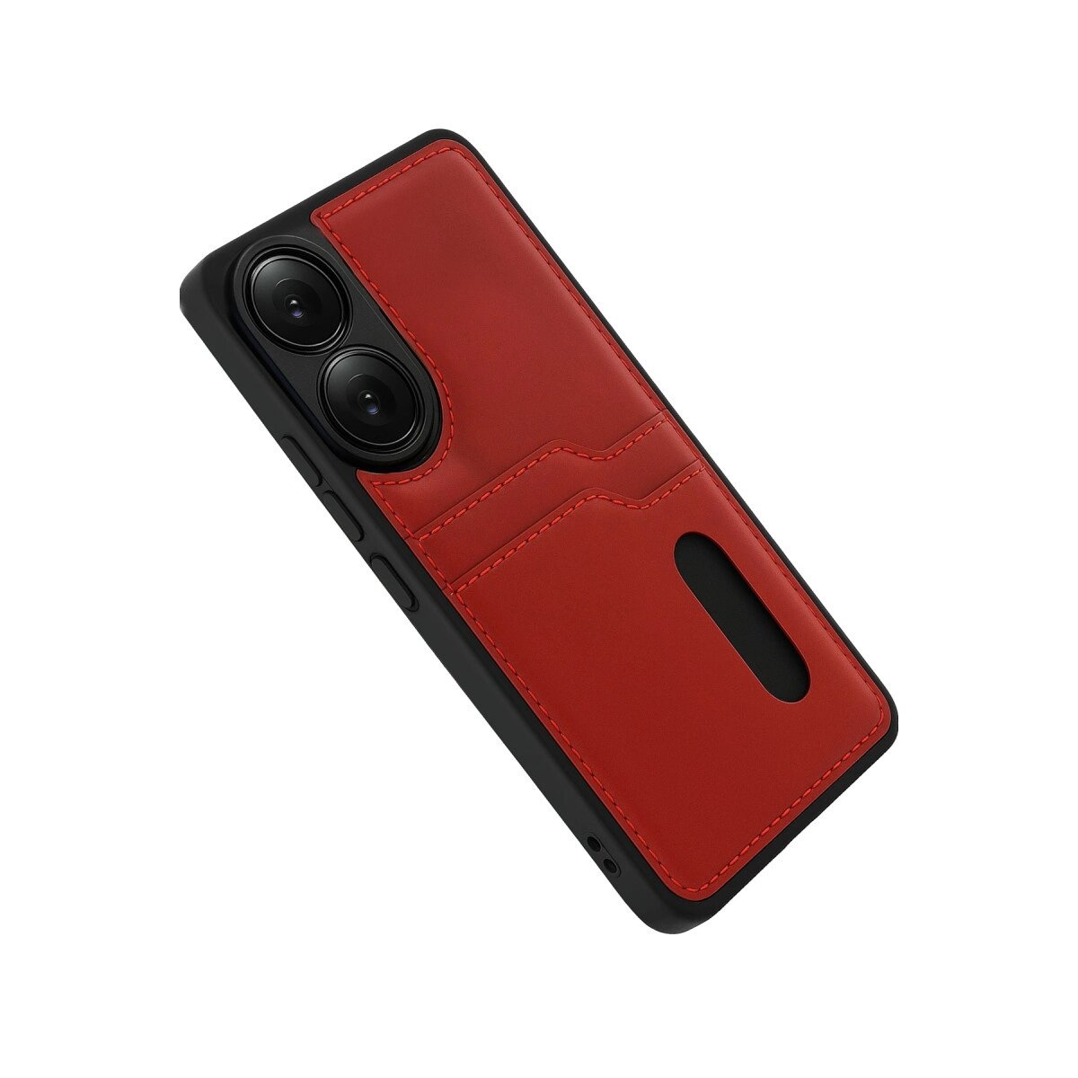 Oppo A38 Sara Kartvizitli Deri Kılıf - Kırmızı Oppo A38 Sara Kartvizitli Deri Kılıf - Kırmızı