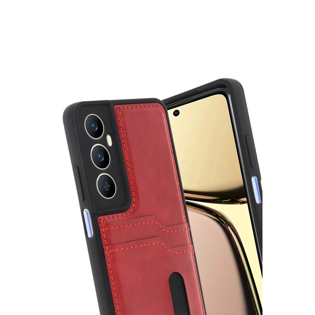 Realme C65 Sara Kartvizitli Deri Kılıf - Kırmızı Realme C65 Sara Kartvizitli Deri Kılıf - Kırmızı