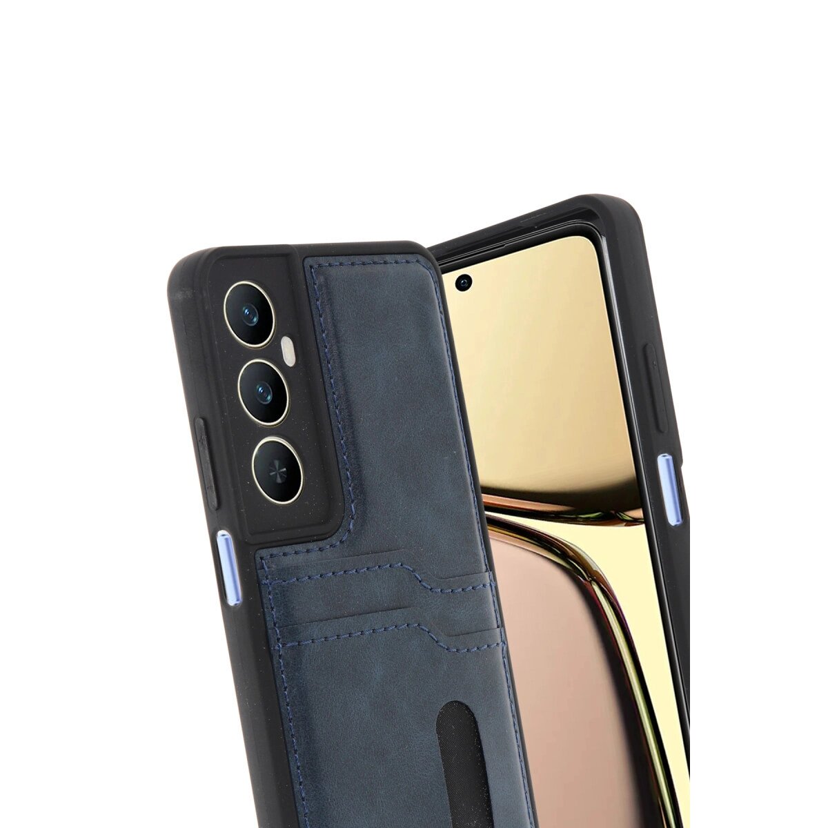 Realme C65 Sara Kartvizitli Deri Kılıf - Lacivert Realme C65 Sara Kartvizitli Deri Kılıf - Lacivert