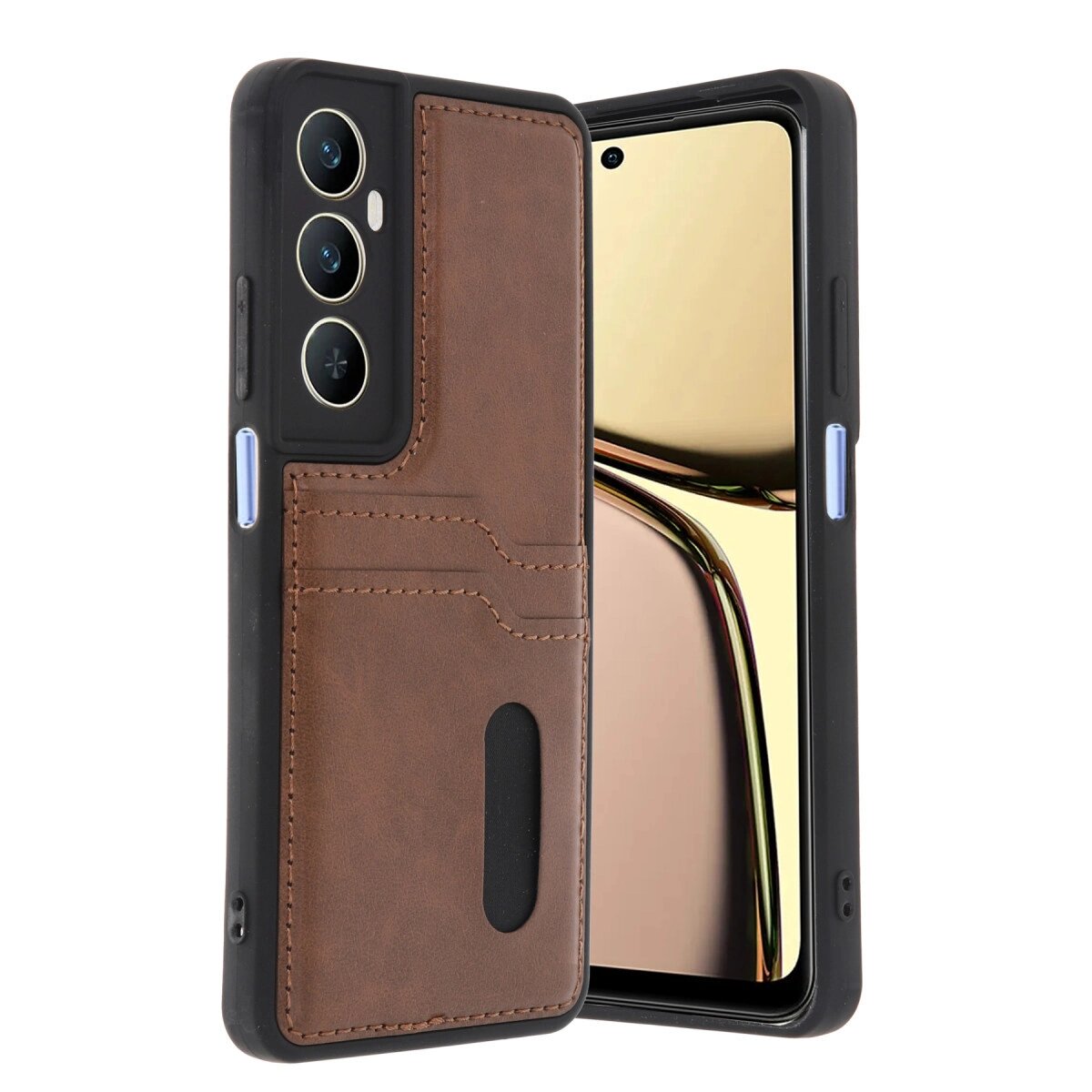 Realme C65 Sara Kartvizitli Deri Kılıf - Taba Realme C65 Sara Kartvizitli Deri Kılıf - Taba