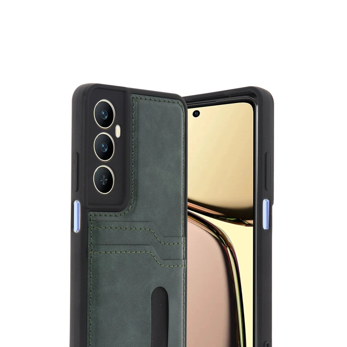 Realme C65 Sara Kartvizitli Deri Kılıf - Yeşil Realme C65 Sara Kartvizitli Deri Kılıf - Yeşil