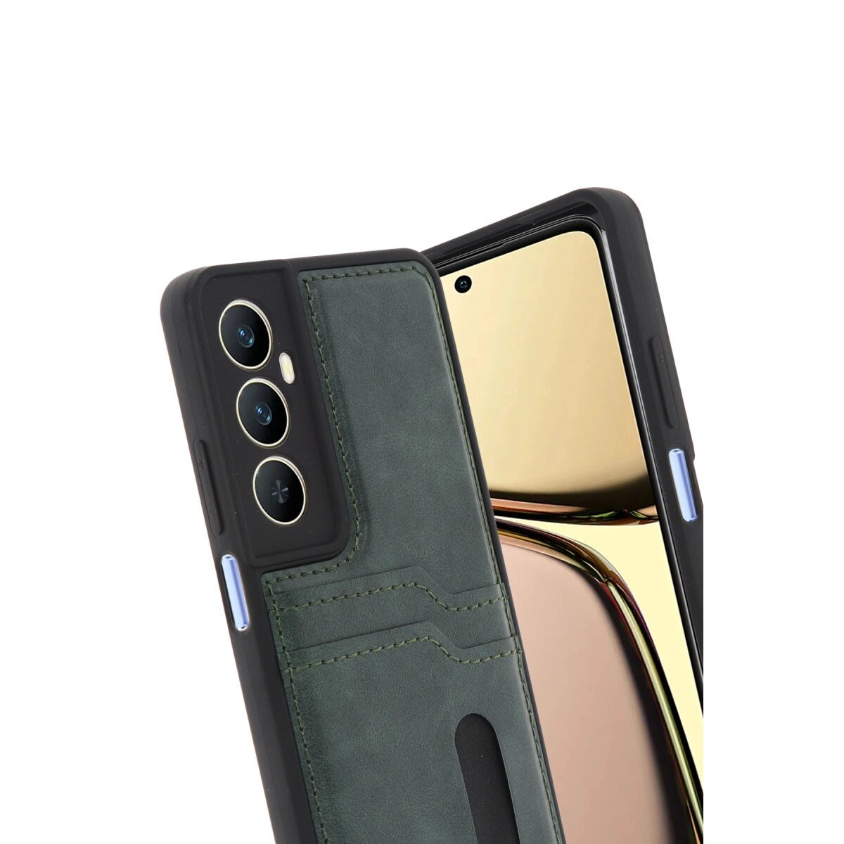 Realme C65 Sara Kartvizitli Deri Kılıf - Yeşil Realme C65 Sara Kartvizitli Deri Kılıf - Yeşil