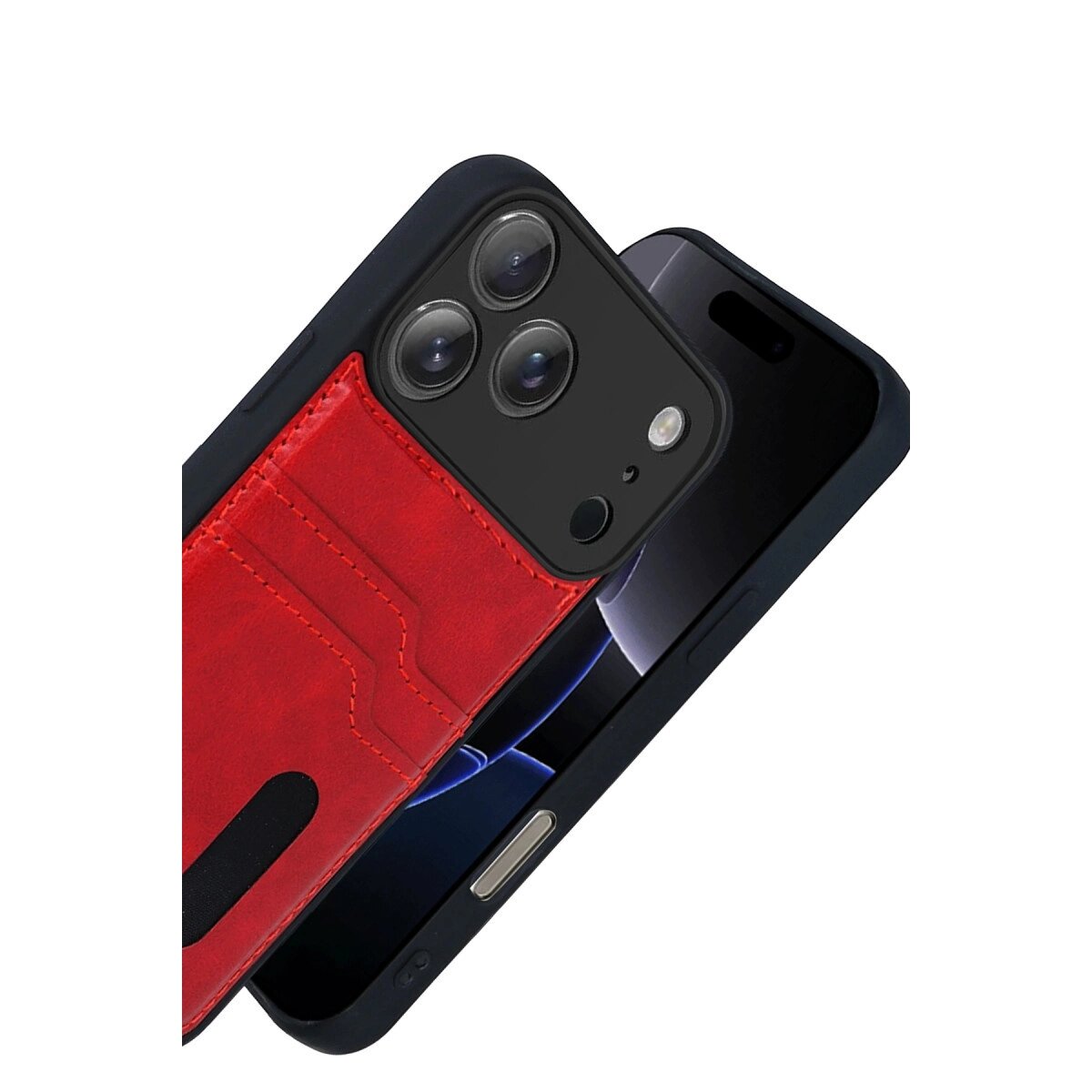 Apple İphone 17 Pro Sara Kartvizitli Deri Kılıf - Kırmızı Apple İphone 17 Pro Sara Kartvizitli Deri Kılıf - Kırmızı