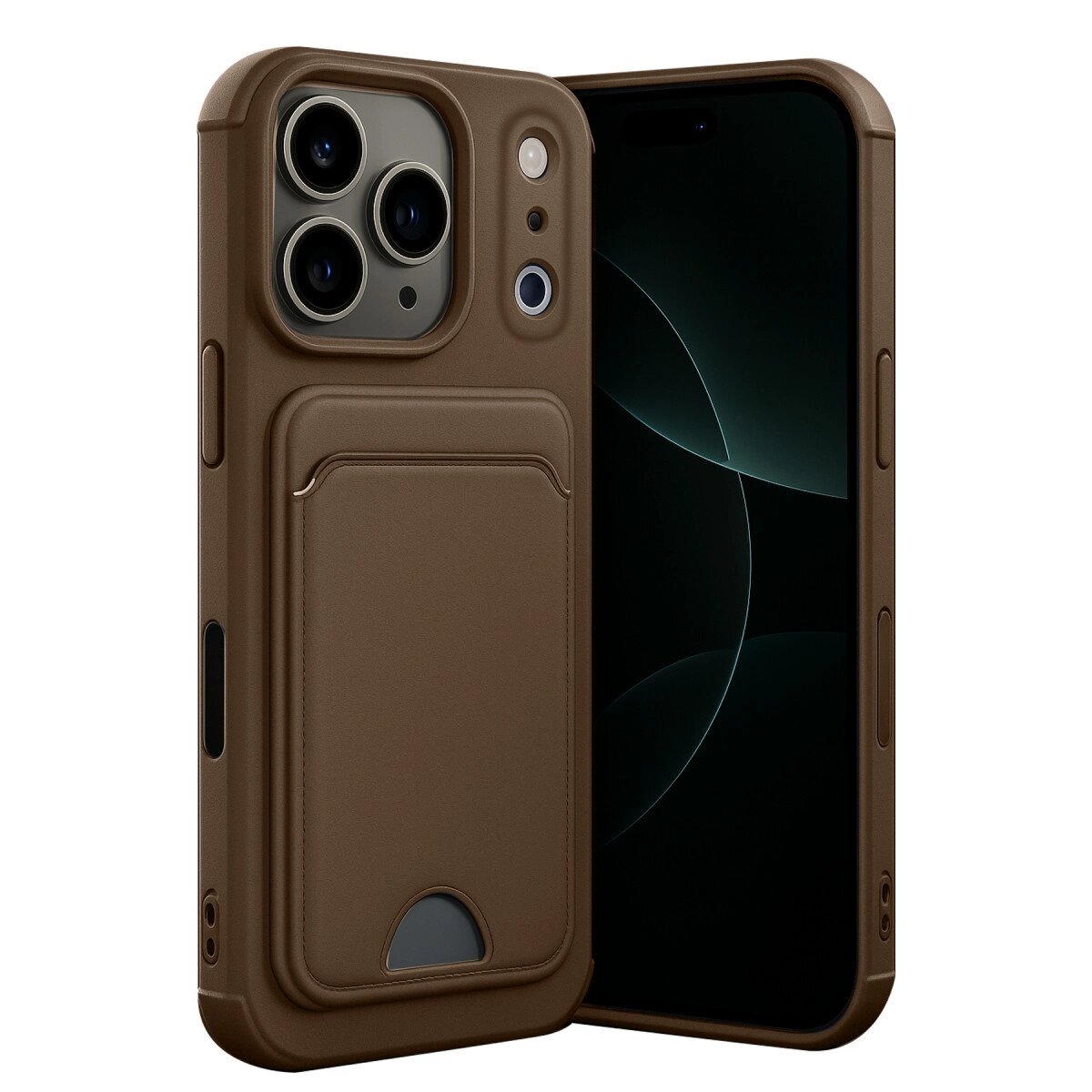 Apple İphone 17 Pro Kelvin Kartvizitli Silikon - Kahverengi Apple İphone 17 Pro Kelvin Kartvizitli Silikon - Kahverengi