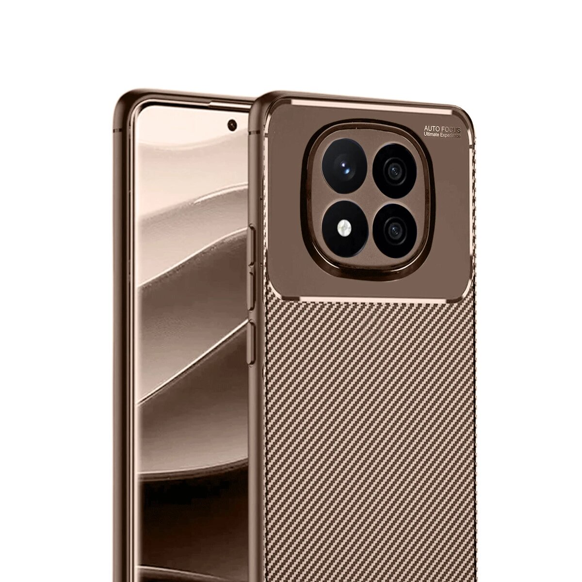 Xiaomi Redmi Note 14 Pro 5g Kılıf Auto Focus Karbon Kapak - Kahverengi Xiaomi Redmi Note 14 Pro 5g Kılıf Auto Focus Karbon Kapak - Kahverengi