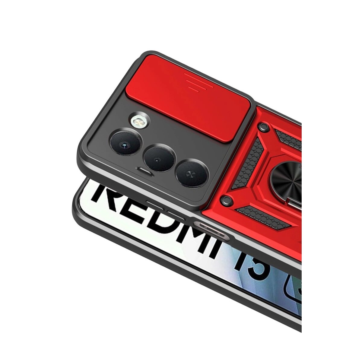 Xiaomi Redmi 15 4g Pars Lens Yüzüklü Silikon - Kırmızı Xiaomi Redmi 15 4g Pars Lens Yüzüklü Silikon - Kırmızı
