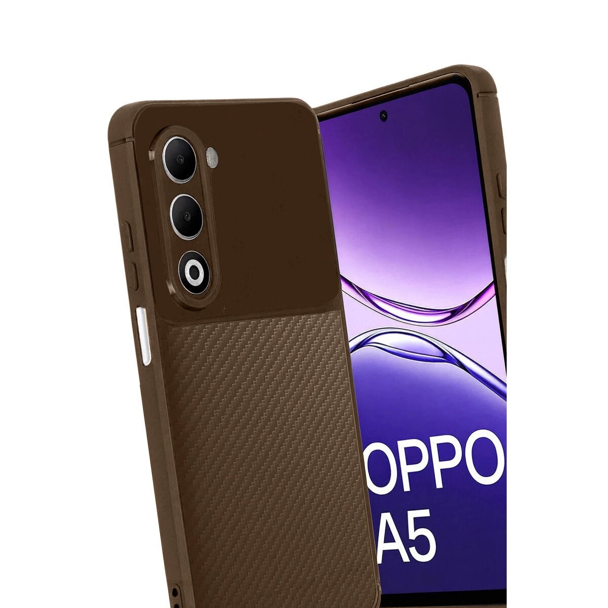 Oppo A5 4g Auto Focus Karbon Kapak - Kahverengi Oppo A5 4g Auto Focus Karbon Kapak - Kahverengi