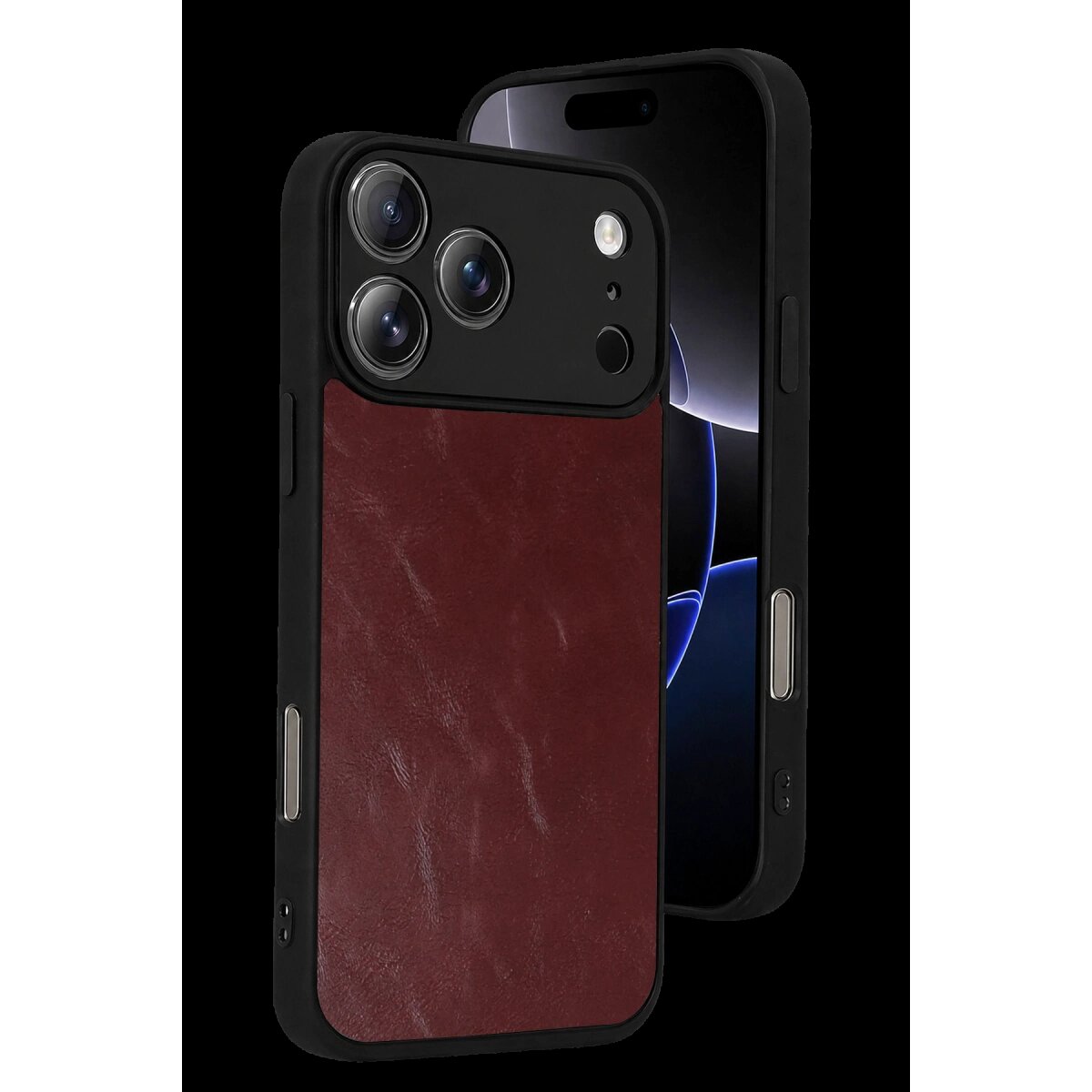 Apple İphone 17 Pro Aras Deri Kapak - Bordo Apple İphone 17 Pro Aras Deri Kapak - Bordo