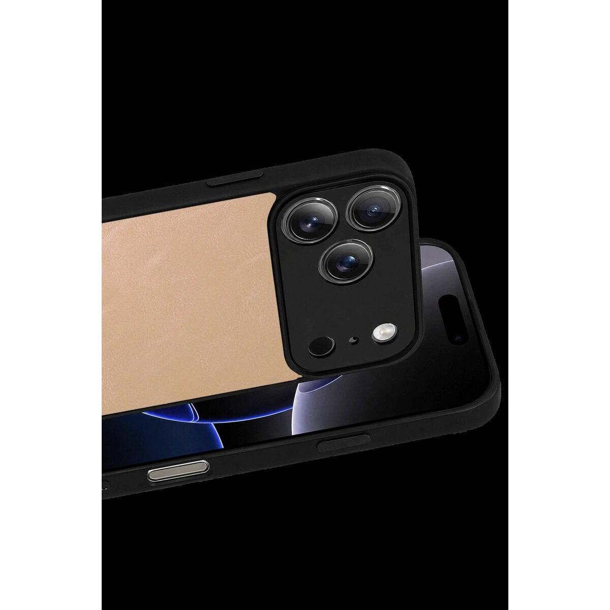 Apple İphone 17 Pro Aras Deri Kapak - Pudra