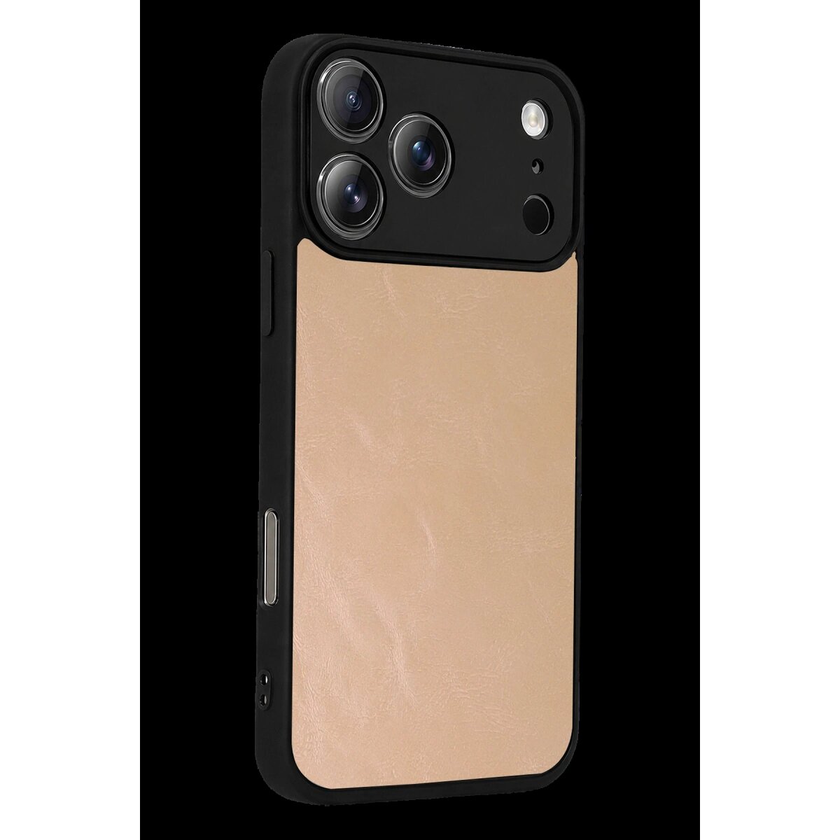 Apple İphone 17 Pro Max Aras Deri Kapak - Pudra