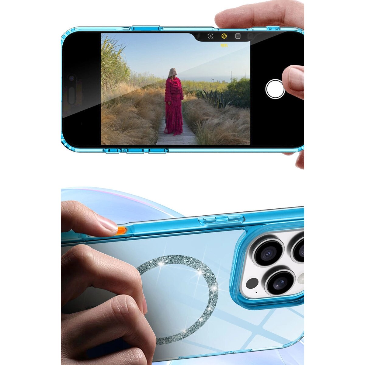 Apple İphone 17 Live Diamond Magsafe Kapak - Mavi Apple İphone 17 Live Diamond Magsafe Kapak - Mavi