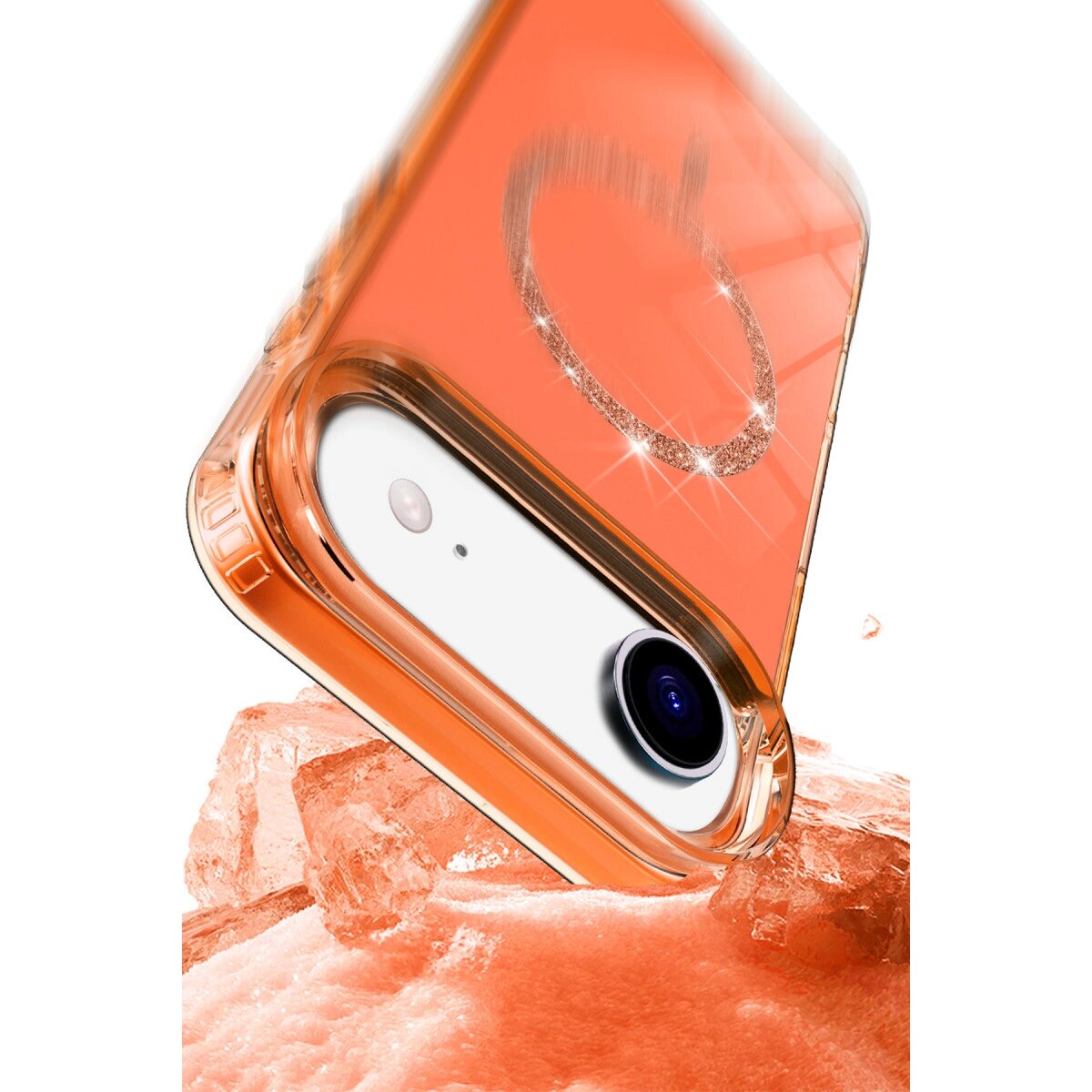 Apple İphone 17 Air Live Diamond Magsafe Kapak - Turuncu Apple İphone 17 Air Live Diamond Magsafe Kapak - Turuncu