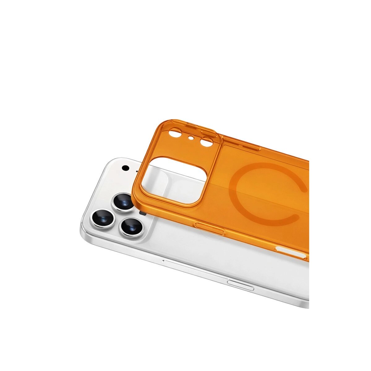 Apple İphone 17 Pro Combo Sert Şeffaf Magsafe Kapak - Turuncu Apple İphone 17 Pro Combo Sert Şeffaf Magsafe Kapak - Turuncu