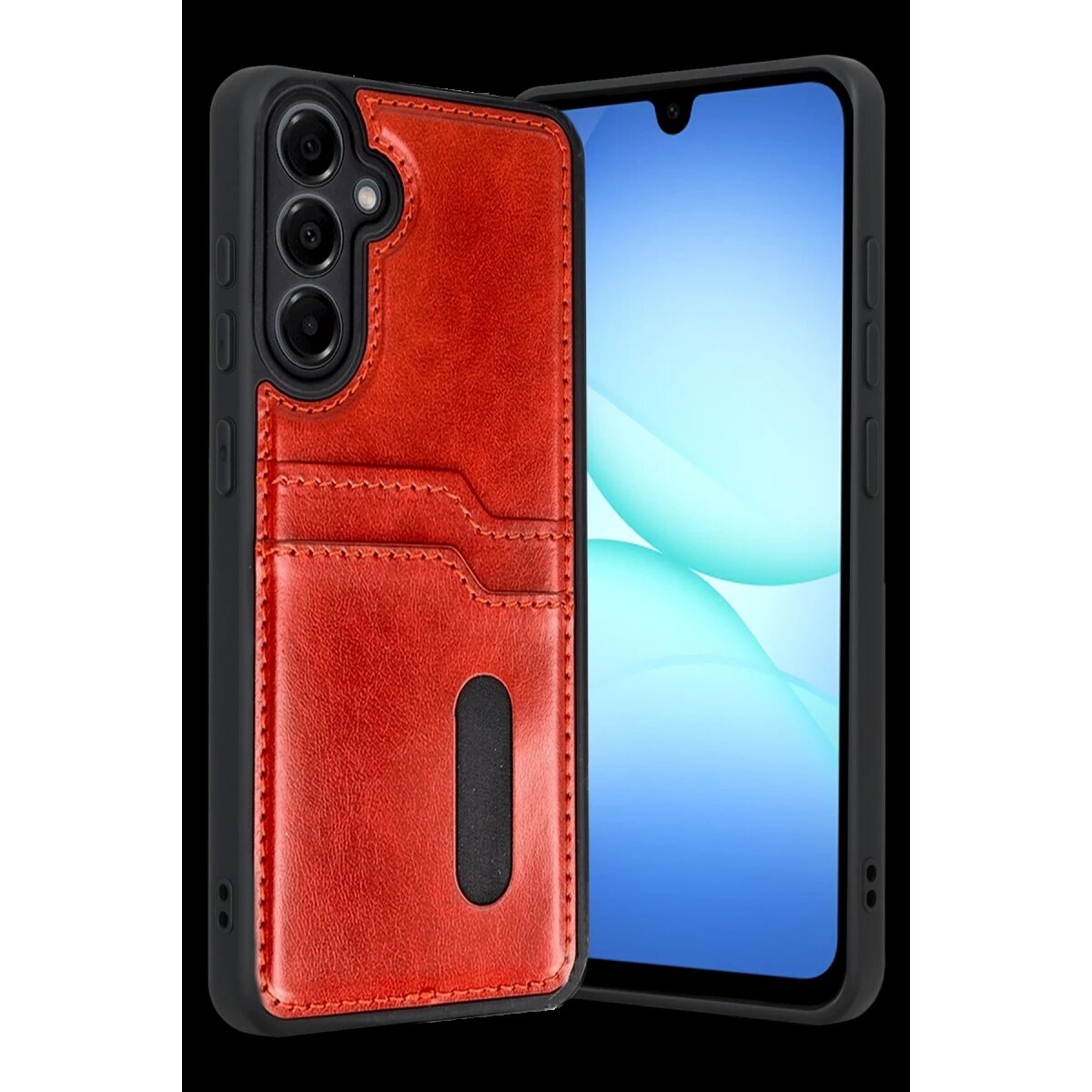 Samsung Galaxy A57 5g Sara Kartvizitli Deri Kılıf - Kırmızı Samsung Galaxy A57 5g Sara Kartvizitli Deri Kılıf - Kırmızı