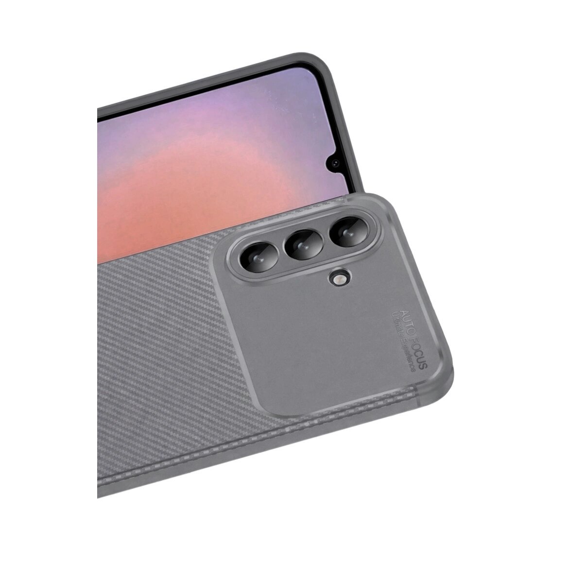 Samsung Galaxy A36 Kılıf Auto Focus Karbon Kapak - Gri Samsung Galaxy A36 Kılıf Auto Focus Karbon Kapak - Gri