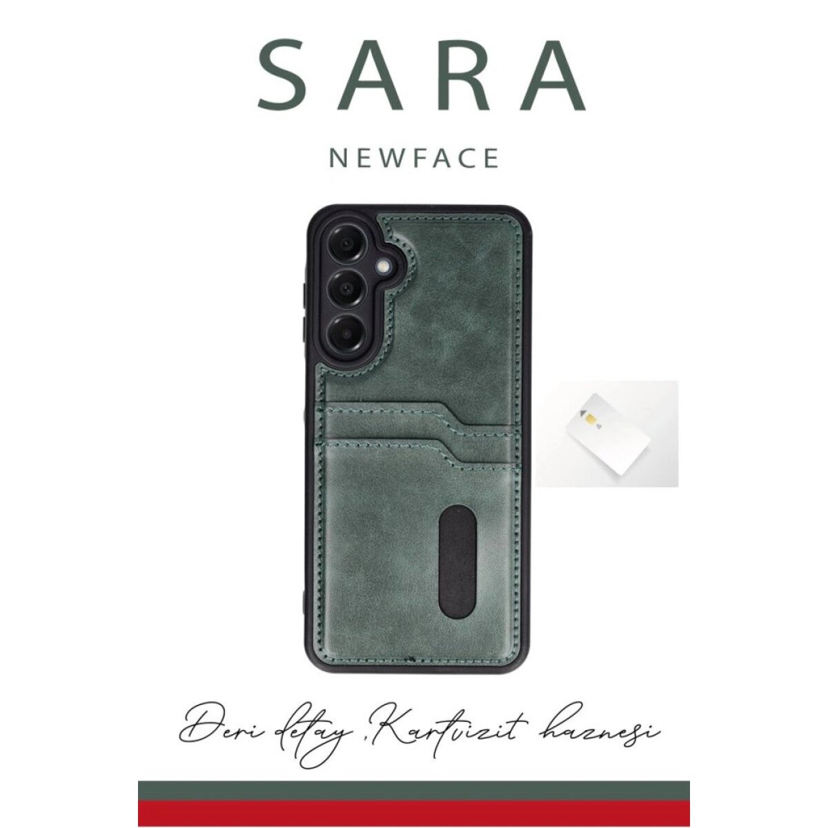 Samsung Galaxy S24 Fe Kılıf Sara Kartvizitli Deri Kılıf - Kırmızı Samsung Galaxy S24 Fe Kılıf Sara Kartvizitli Deri Kılıf - Kırmızı