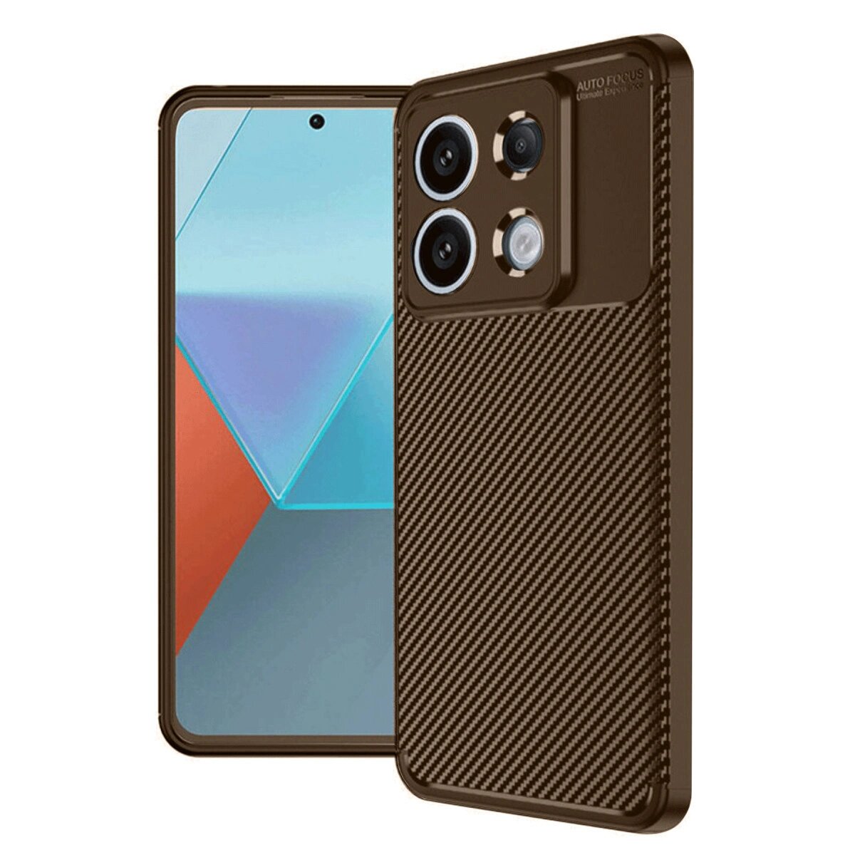 Xiaomi Redmi Note 13 Pro 4g Kılıf Auto Focus Karbon Kapak - Kahverengi Xiaomi Redmi Note 13 Pro 4g Kılıf Auto Focus Karbon Kapak - Kahverengi