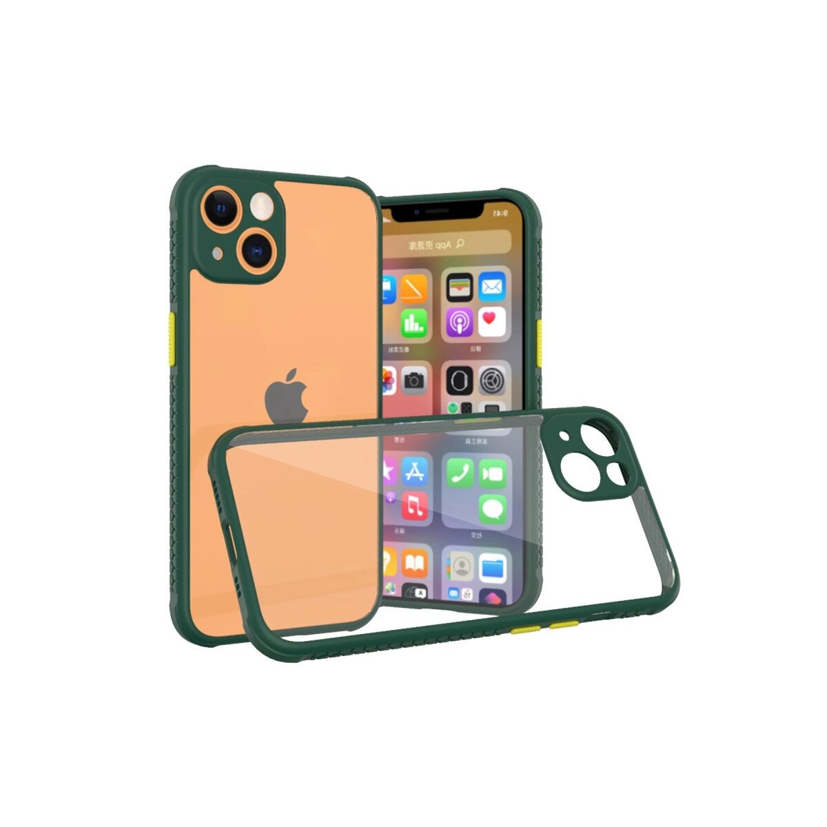 Apple İphone 13 Mini Kılıf Miami Şeffaf Silikon - Koyu Yeşil Apple İphone 13 Mini Kılıf Miami Şeffaf Silikon - Koyu Yeşil