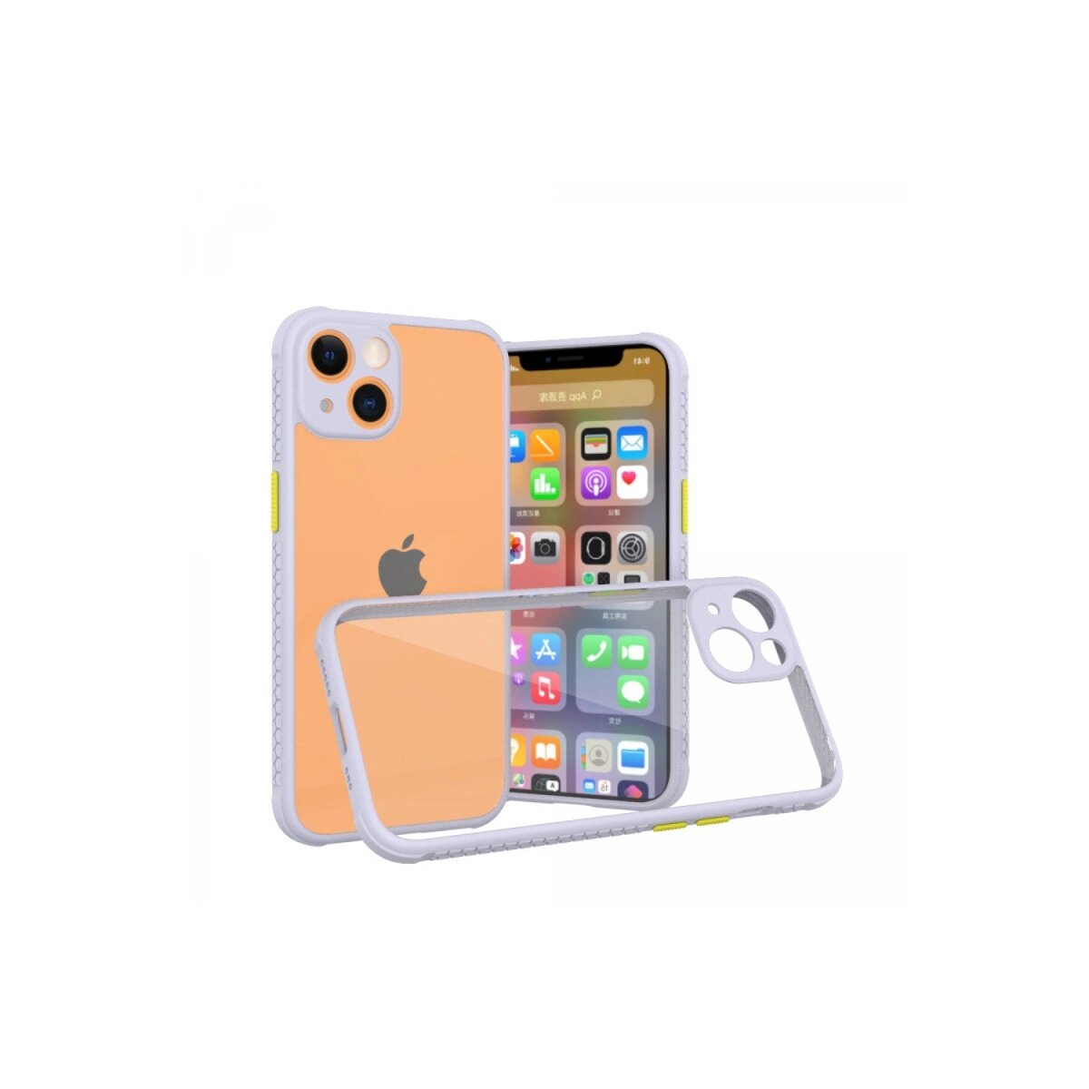 Apple İphone 13 Mini Kılıf Miami Şeffaf Silikon - Lila Apple İphone 13 Mini Kılıf Miami Şeffaf Silikon - Lila