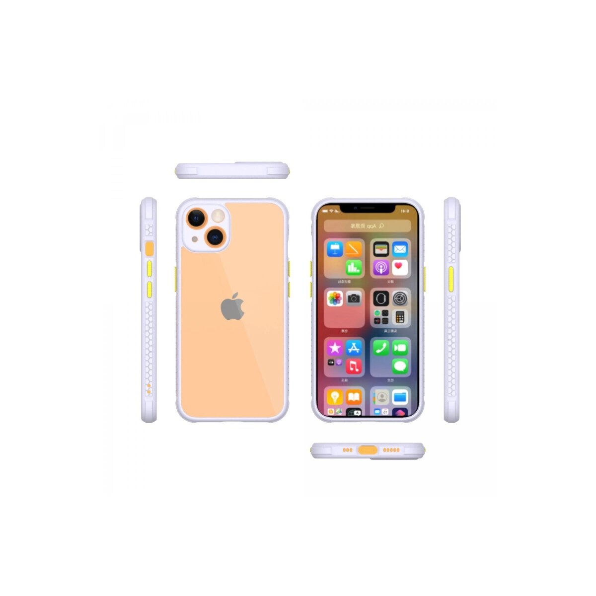 Apple İphone 13 Mini Kılıf Miami Şeffaf Silikon - Lila Apple İphone 13 Mini Kılıf Miami Şeffaf Silikon - Lila