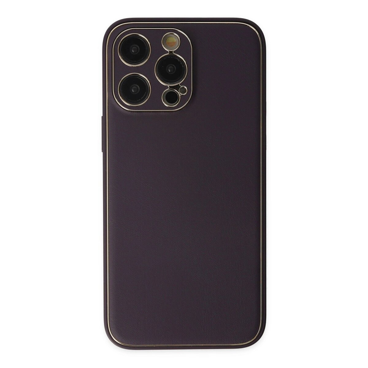 Apple İphone 13 Pro Max Kılıf Coco Deri Silikon Kapak - Derin Mor