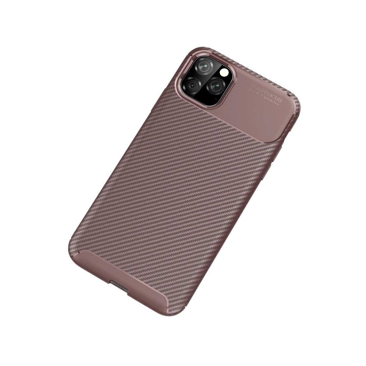 Apple İphone 11 Pro Kılıf Auto Focus Karbon Kapak - Kahverengi