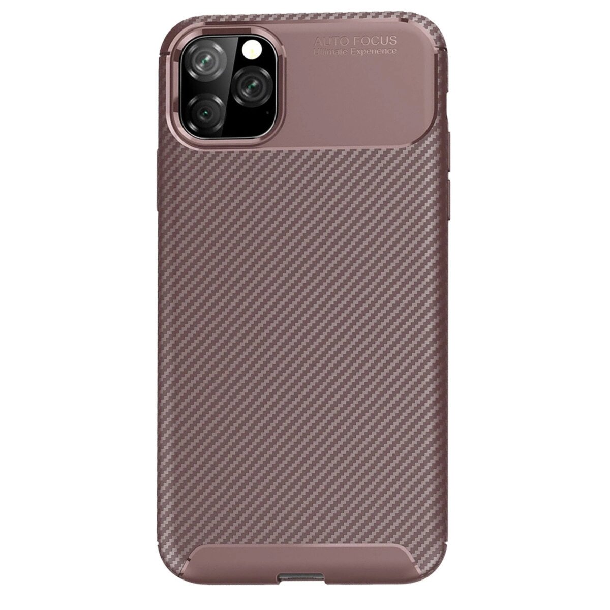 Apple İphone 11 Pro Max Kılıf Auto Focus Karbon Kapak - Kahverengi