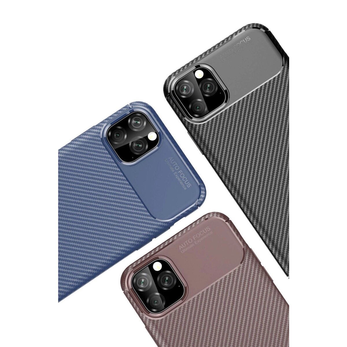 Apple İphone 11 Pro Max Kılıf Auto Focus Karbon Kapak - Kahverengi