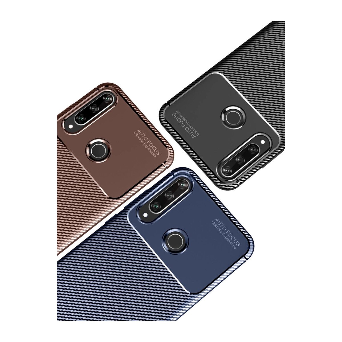 Huawei Y6p Kılıf Auto Focus Karbon Kapak - Siyah Huawei Y6p Kılıf Auto Focus Karbon Kapak - Siyah