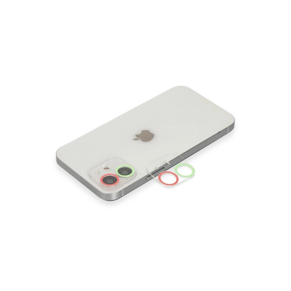 Apple İphone 12 Renkli Kamera Lens Koruma Cam - Yeşil-pembe