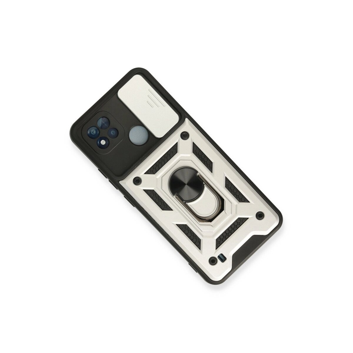 Realme C11 2021 Kılıf Pars Lens Yüzüklü Silikon - Gümüş